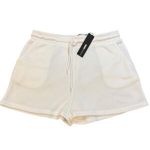 Fashion Nova Cassandra Shorts White Drawstring Lounge Athleisure Size L